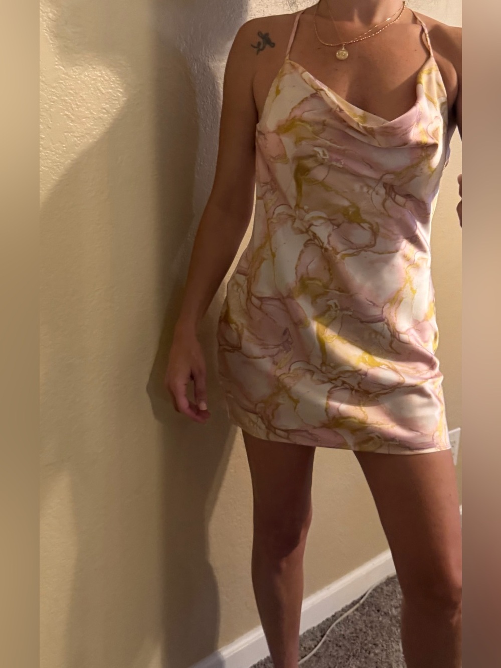Forever 21 Pink Marble Satin Dress